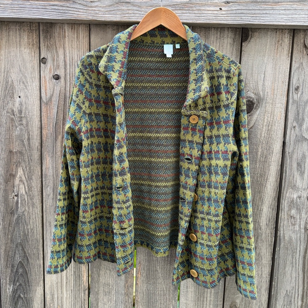 SHU SHU Knit Sweater Jacket Blazer Button Front Textured Size XL